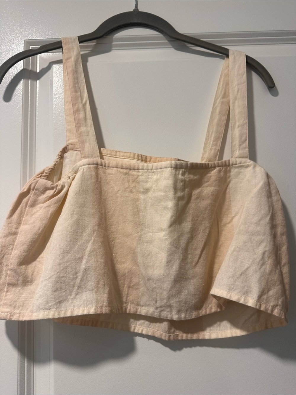 LAUDE Cream Beige Linen-Look Cropped Tank Top - small
